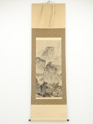 蕉庵筆　山水　肉筆絹本掛軸